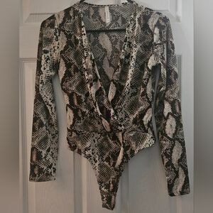 Chocolate Snakeskin Print Bodysuit